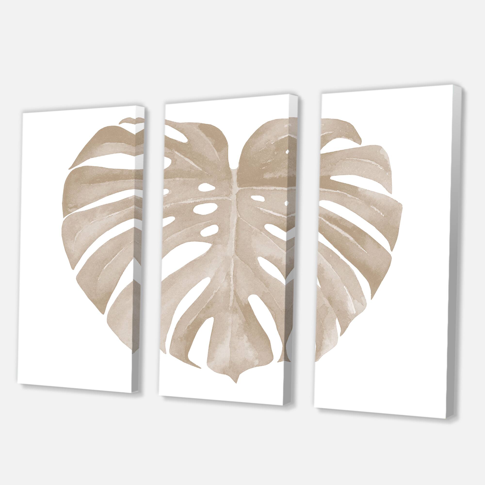 Designart - Ivory Pastel Monstera Heart Shaped Tropical Leaf